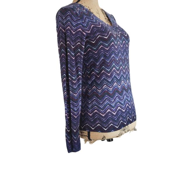 Talbots Pure Merino Wool V-Neck Multi-Colored Chevron Pattern Sweater Size XS - Picture 5 of 8